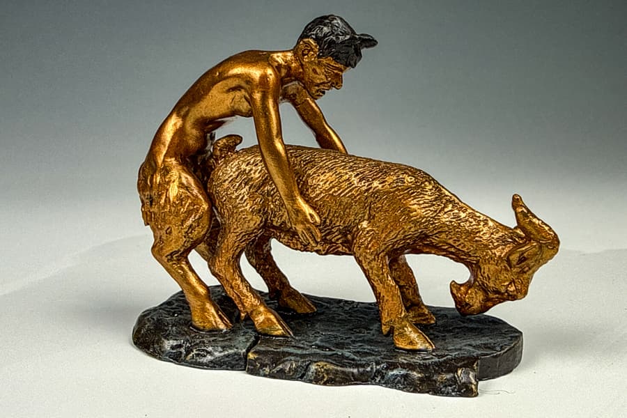 Erotische Skulptur aus Gusseisen, 2-teilig